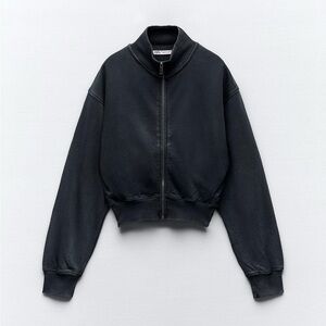 Zara rib knit zip up bomber jacket